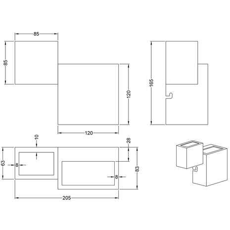HLW LED Dimbare LED Wandlamp 12W - Warm Wit 2700K-3000K - Zwarte & Witte Vloerlamp & Wandlamp