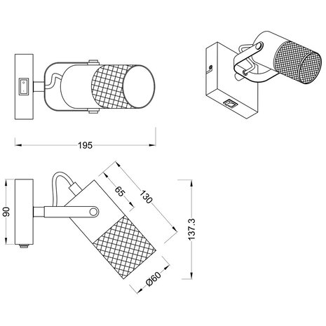 HLW LED LED Wandspot Mat Zwart - Duurzaam Aluminium met E14 Fitting, Perfect als LED Vloerlamp en LED Spot HLW LED LED Wandspot Mat Zwart - Duurzaam Aluminium met E14 Fitting, Perfect als LED Vloerlamp en LED Spot