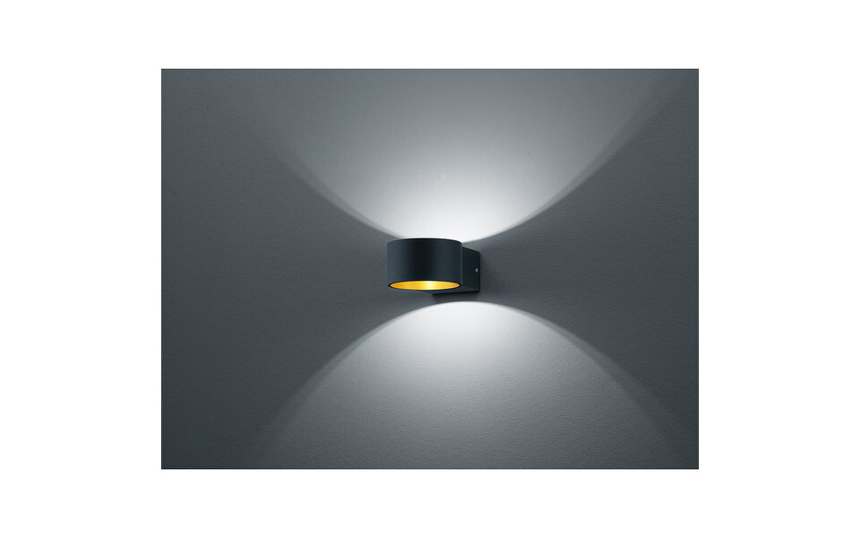 HLW LED LED Wandlamp 4W Warm Wit 3000K Mat Zwart | Trion Lapaco Aluminium
