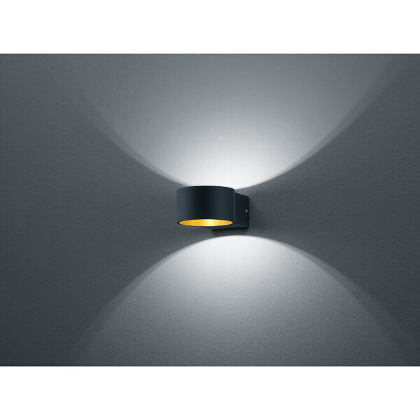 HLW LED LED Wandlamp 4W Warm Wit 3000K Mat Zwart | Trion Lapaco Aluminium