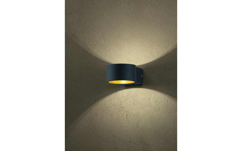 HLW LED LED Wandlamp 4W Warm Wit 3000K Mat Zwart | Trion Lapaco Aluminium