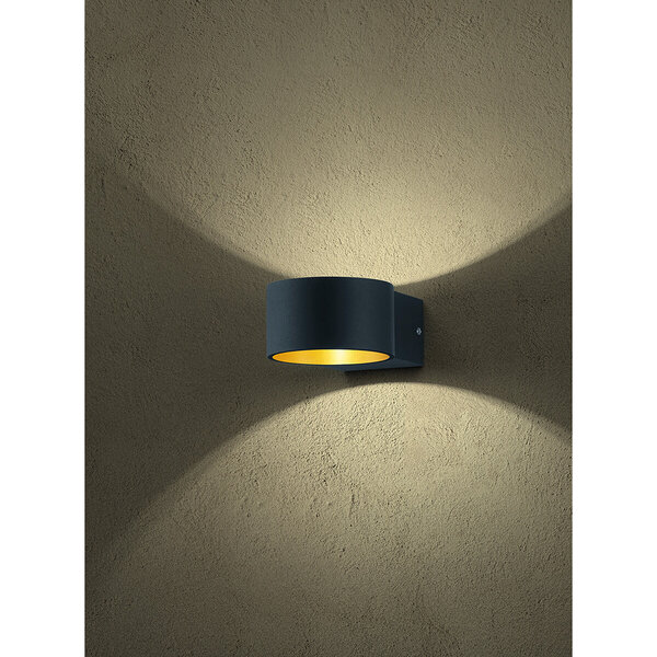 HLW LED LED Wandlamp 4W Warm Wit 3000K Mat Zwart | Trion Lapaco Aluminium