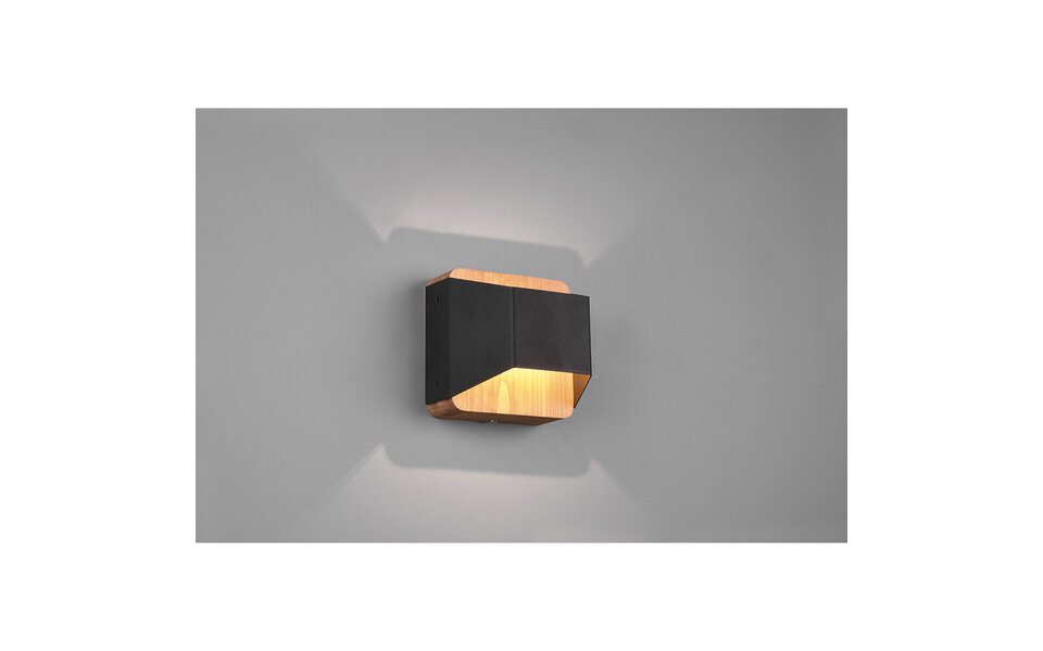 HLW LED Dimbare LED Wandlamp Mat Zwart met Warm Wit 3000K en OSRAM LEDs - 4.3W