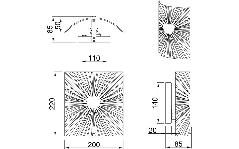 HLW LED LED Wandlamp Trion Elize - Mat Chroom Aluminium, E27 Fitting, Modern Vierkant Design