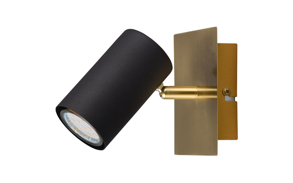 HLW LED Elegante LED Wandspot Trion Milona - Mat Zwart/Goud - GU10 Fitting