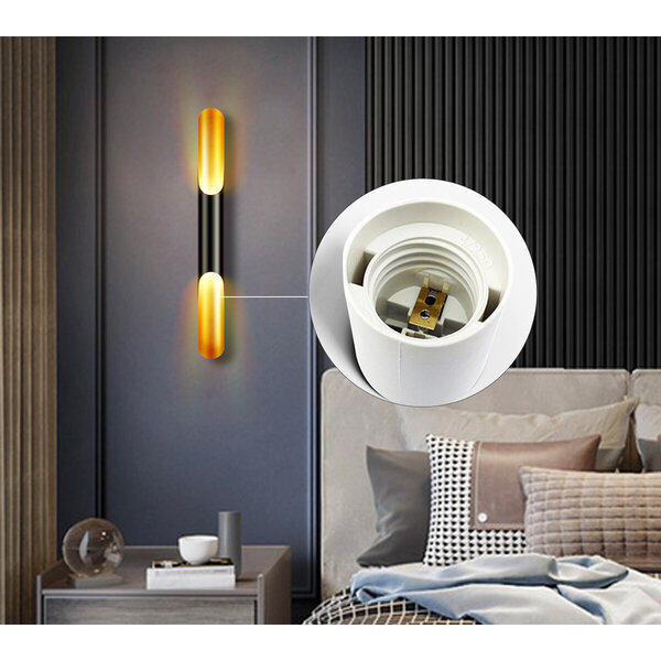 HLW LED LED Wandlamp - Mat Zwart & Gouden Aluminium - 2-lichts Up & Down Verlichting