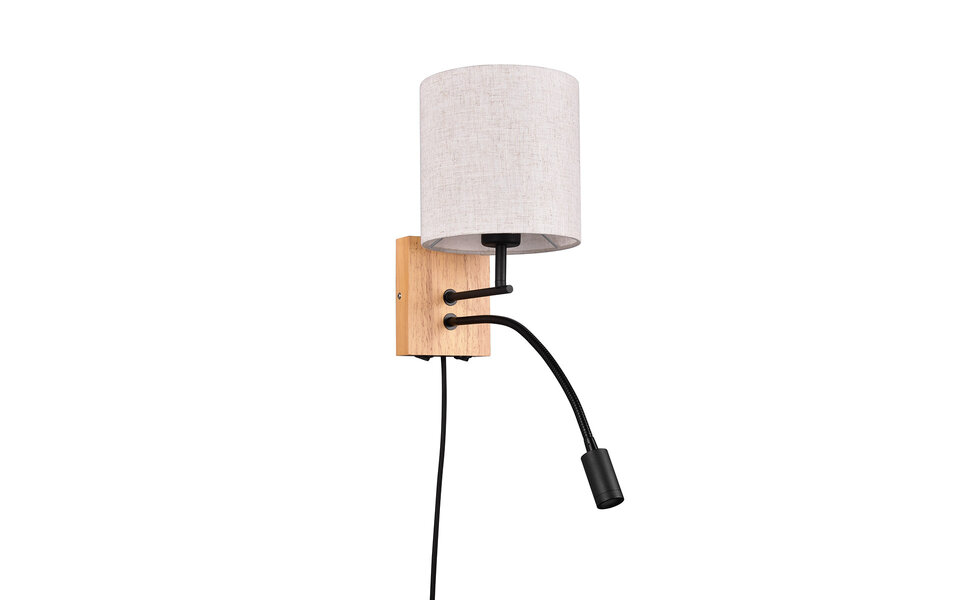 HLW LED LED Wandlamp Trion Ilay met natuurhout, dubbele lichtpunten en E27 fitting