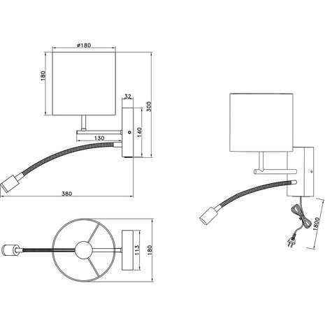 HLW LED LED Wandlamp Trion Ilay met natuurhout, dubbele lichtpunten en E27 fitting