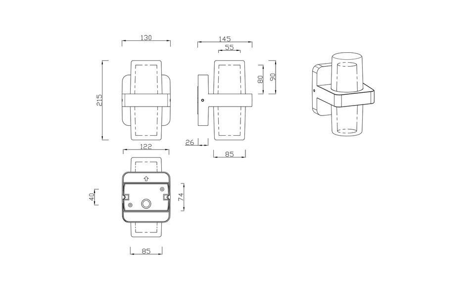 HLW LED LED Wandlamp Mat Zwart - 2 Lichtpunten, Warm Wit 3000K, 3.5W LED Wandlamp HLW LED LED Wandlamp Mat Zwart - 2 Lichtpunten, Warm Wit 3000K, 3.5W LED Wandlamp