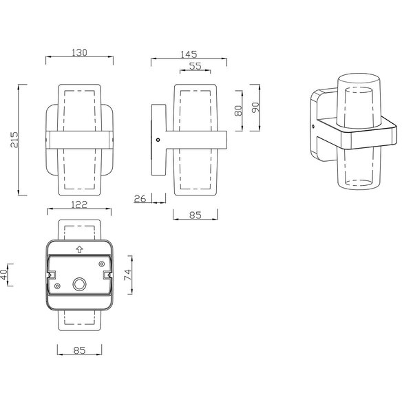 HLW LED LED Wandlamp Mat Zwart - 2 Lichtpunten, Warm Wit 3000K, 3.5W LED Wandlamp HLW LED LED Wandlamp Mat Zwart - 2 Lichtpunten, Warm Wit 3000K, 3.5W LED Wandlamp