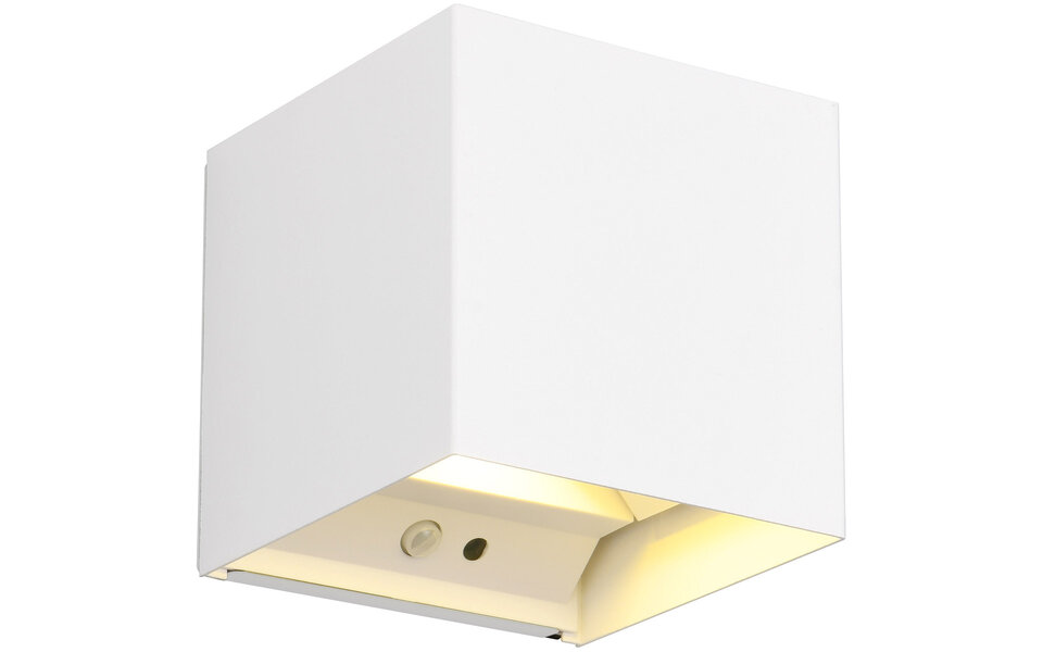 HLW LED LED Wandlamp met Sensor - Metalen Witte Vloerlamp 5W LED, Warm Wit 2700K-3000K, Tuin Wandlamp