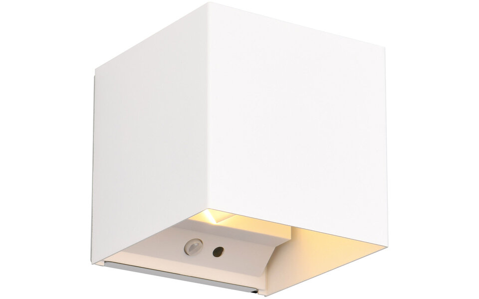 HLW LED LED Wandlamp met Sensor - Metalen Witte Vloerlamp 5W LED, Warm Wit 2700K-3000K, Tuin Wandlamp