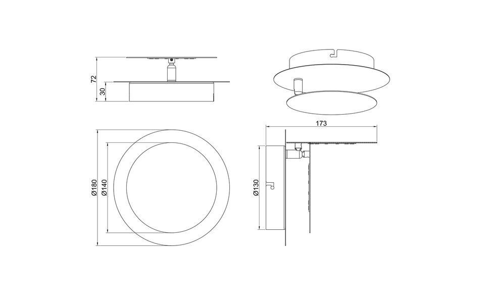HLW LED LED Wandlamp Trion Marina - Metalen Vloerlamp, Warm Wit 2700K–3000K, 6W LED, Mat Wit