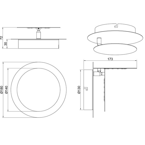 HLW LED LED Wandlamp Trion Marina - Metalen Vloerlamp, Warm Wit 2700K–3000K, 6W LED, Mat Wit