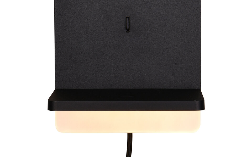 HLW LED LED Wandlamp Dimbaar in Mat Zwart met Warm Wit Licht 2700K–3000K en Laadstation