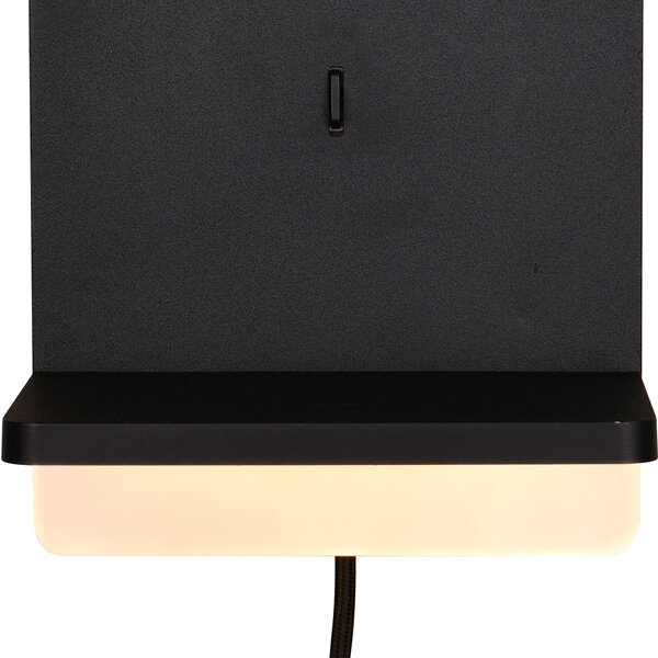 HLW LED LED Wandlamp Dimbaar in Mat Zwart met Warm Wit Licht 2700K–3000K en Laadstation