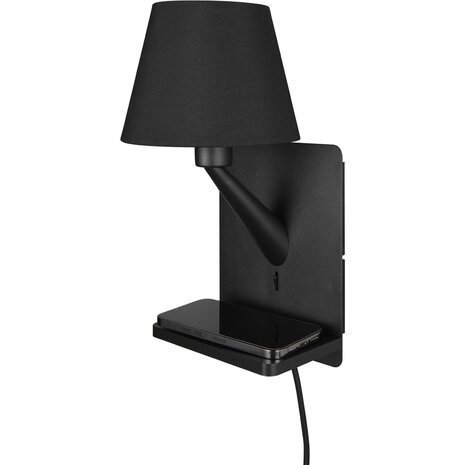 HLW LED LED Wandlamp Trion Rahat met inductief laadstation - Mat Zwarte metalen vloerlamp, IP20