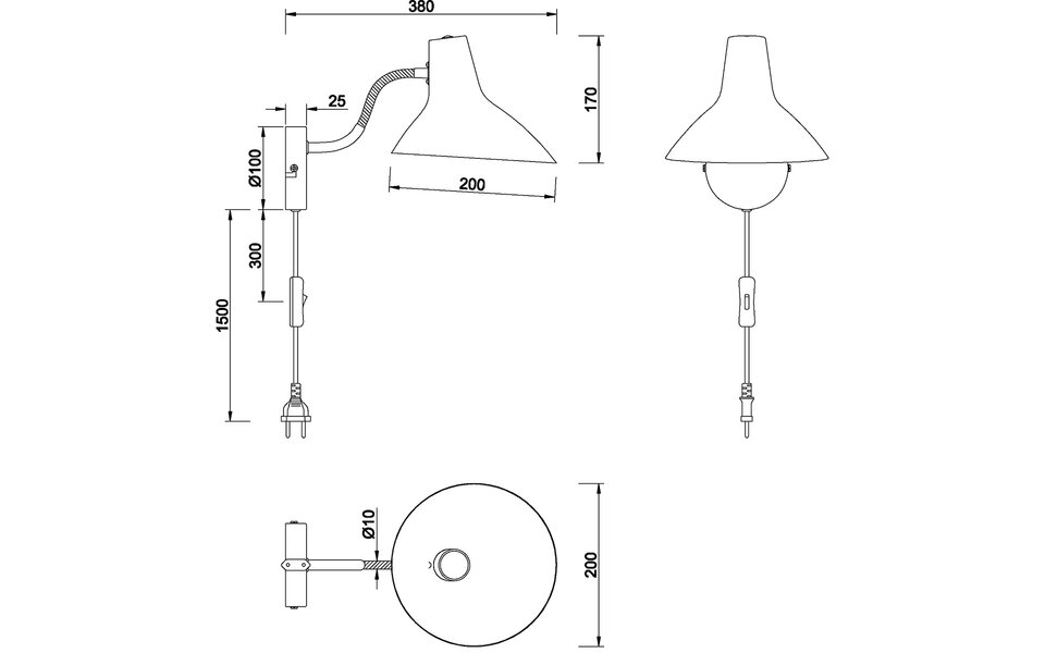 HLW LED LED Wandlamp Zwart/Goud - Metalen Vloerlamp & LED Vloerlamp IP20 Trion Fellar
