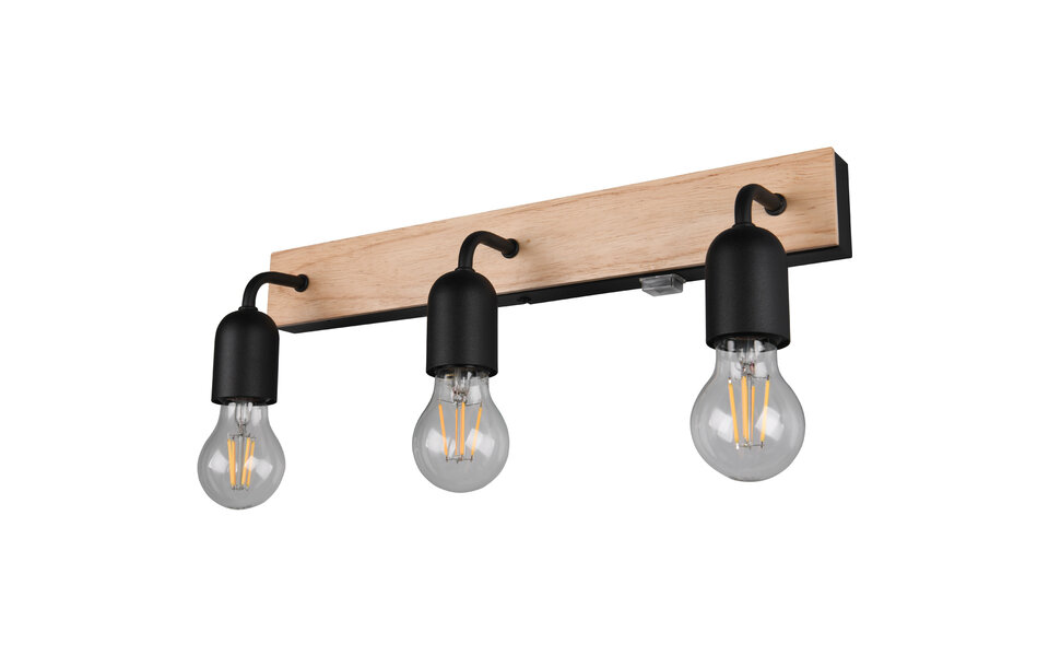 HLW LED LED Wandlamp Trion Turo XL in Houten Design - 3x E27, IP44, Energiezuinig