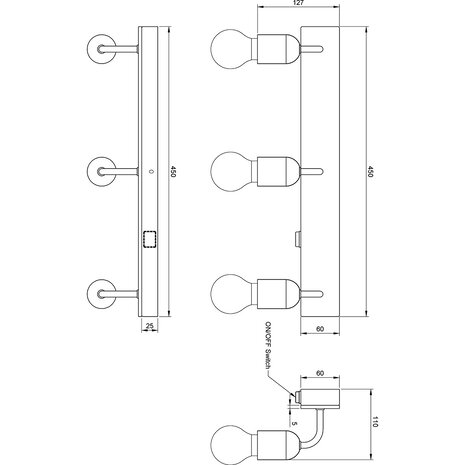 HLW LED LED Wandlamp Trion Turo XL in Houten Design - 3x E27, IP44, Energiezuinig