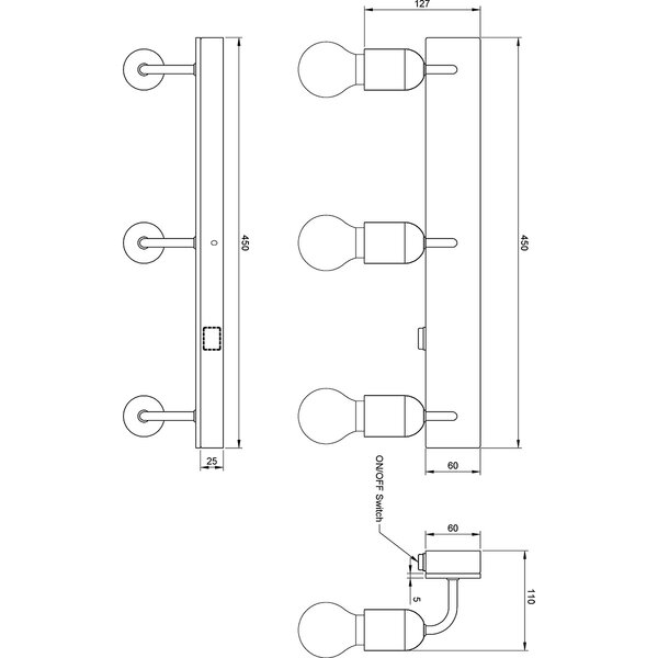 HLW LED LED Wandlamp Trion Turo XL in Houten Design - 3x E27, IP44, Energiezuinig
