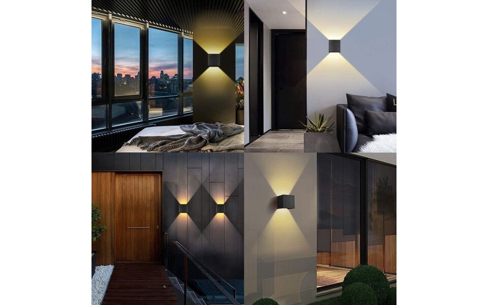 Velvalux LED Wandlamp met Sensor - Waterdicht IP65 - Instelbare Stralingshoek - Warm Wit 2700K–3000K - 6W LED - Zwart & Wit