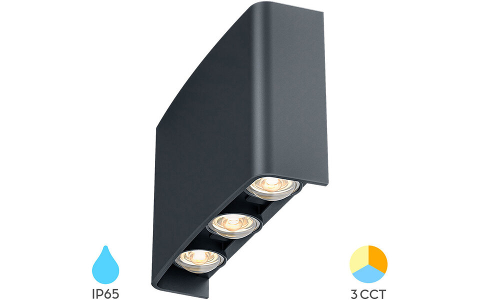 HLW LED LED Wandlamp Brinton Victo - 6W, Warm Wit 3000K, Waterdicht IP65, Verstelbare Beam Angle