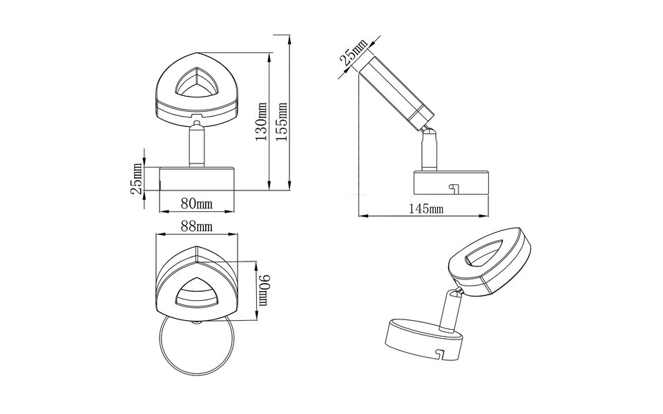 HLW LED LED Wandspot - Mat Chroom Aluminium - 4W LED Spot Warm Wit 2700K–3000K HLW LED LED Wandspot - Mat Chroom Aluminium - 4W LED Spot Warm Wit 2700K–3000K