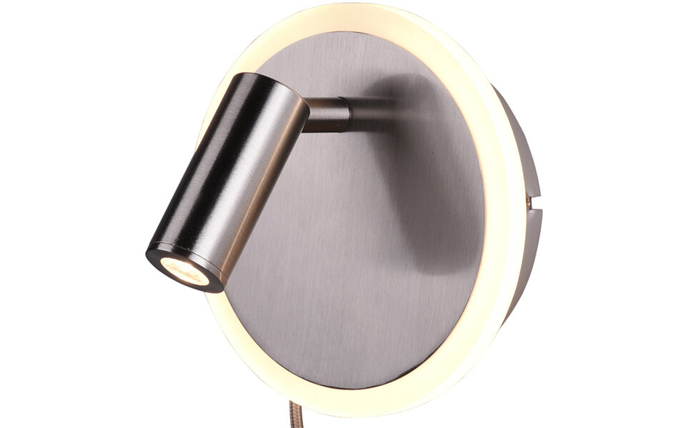 HLW LED LED Wandlamp Trion Jodan - 7W LED, Warm Wit 2700K–3000K, Mat Nikkel