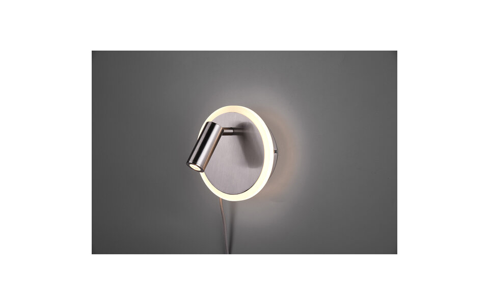 HLW LED LED Wandlamp Trion Jodan - 7W LED, Warm Wit 2700K–3000K, Mat Nikkel