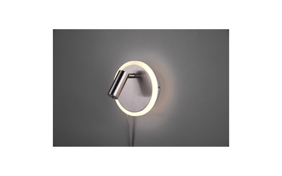HLW LED LED Wandlamp Trion Jodan - 7W LED, Warm Wit 2700K–3000K, Mat Nikkel