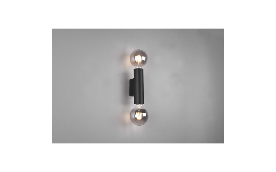 HLW LED LED Wandlamp & Vloerlamp Mat Zwart - Trion Vundon Up & Down, 2-lichts, E27 Fitting HLW LED LED Wandlamp & Vloerlamp Mat Zwart - Trion Vundon Up & Down, 2-lichts, E27 Fitting