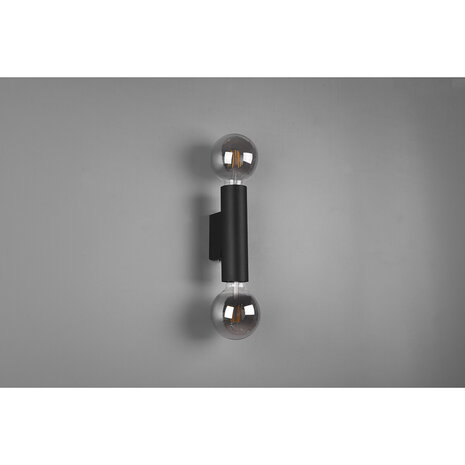 HLW LED LED Wandlamp & Vloerlamp Mat Zwart - Trion Vundon Up & Down, 2-lichts, E27 Fitting