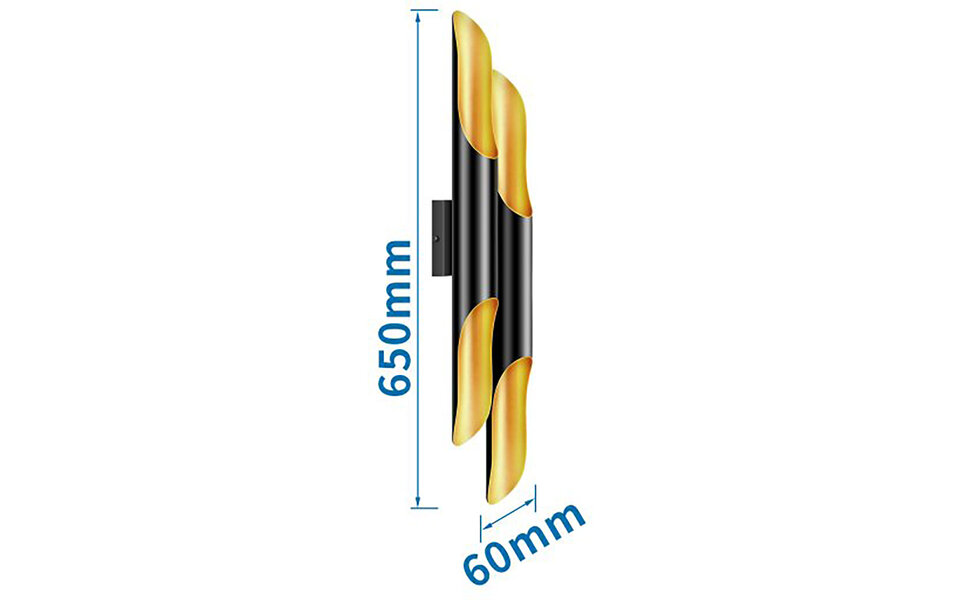 HLW LED LED Wandlamp Mat Zwart/Gouden Design - 4-lichts Up & Down LED Vloerlamp