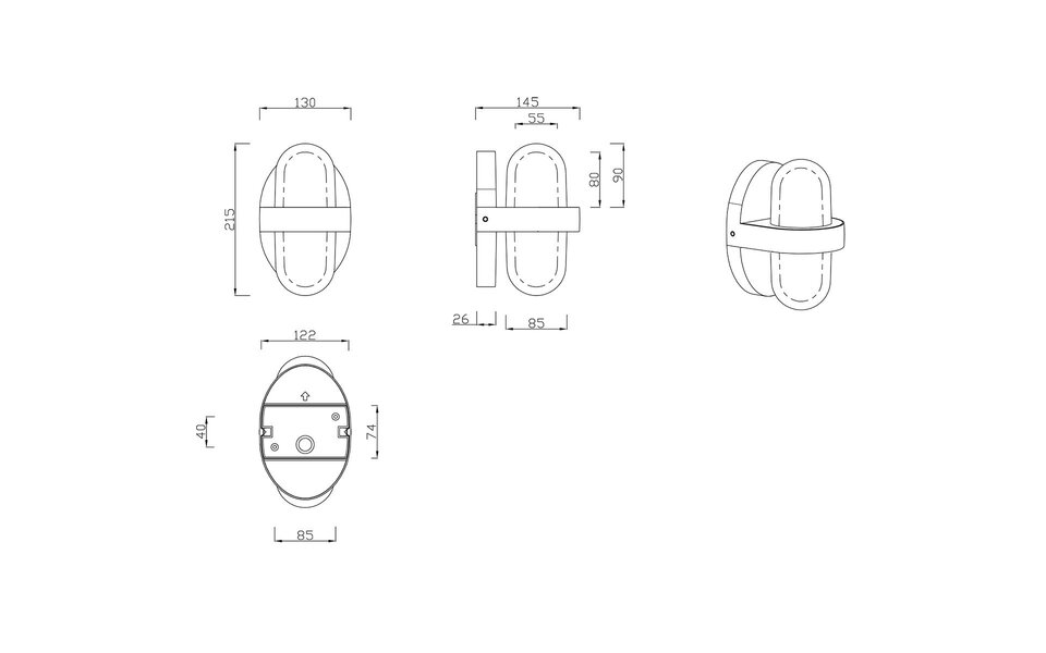 HLW LED LED Wandlamp Mat Zwart met Warm Wit 3000K, 3.5W LED & Dubbele Lichtpunten HLW LED LED Wandlamp Mat Zwart met Warm Wit 3000K, 3.5W LED & Dubbele Lichtpunten