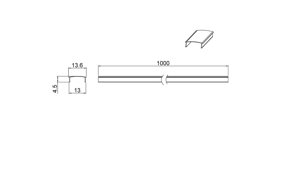 HLW LED Afdekrail 100cm Transparant Helder - Perfect voor LED lamp en Stoffen Kap