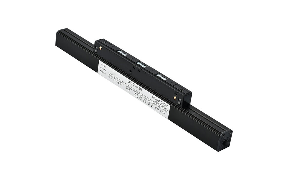 HLW LED 200W LED Driver voor 48V Magnetische Track Rails - Zwarte LED Vloerlamp Voedingsconnector
