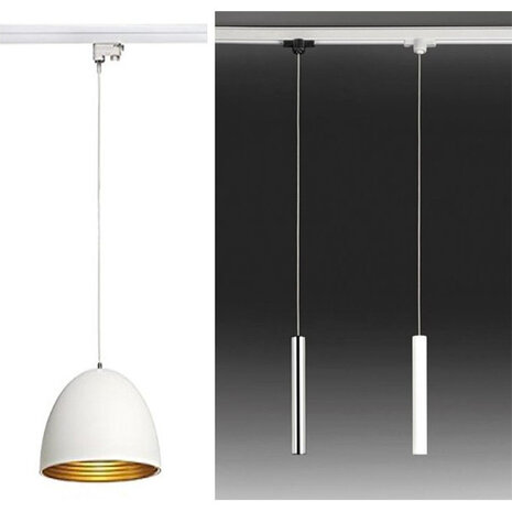 HLW LED Spanningsrail Connector Hanglamp Wit met LED lamp - Witte Vloerlamp 3 Fase