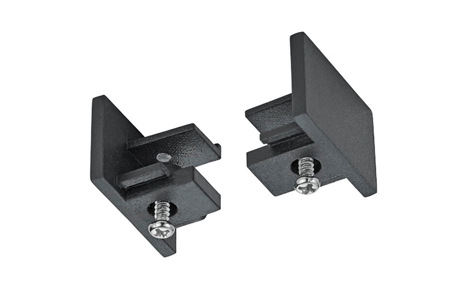 HLW LED Spanningsrail Eindkap Mat Zwart - Set van 2 voor LED lamp & Zwarte Vloerlamp
