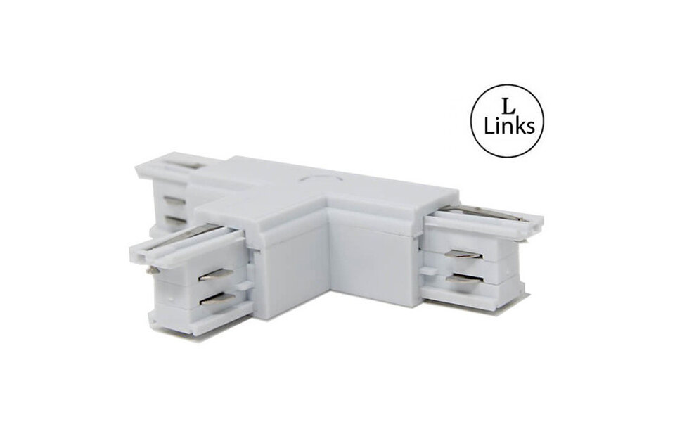 HLW LED Spanningsrail Doorverbinder Wit - 3 Fase T Koppeling Links voor LED lamp & Witte Vloerlamp