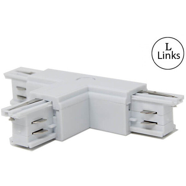 HLW LED Spanningsrail Doorverbinder Wit - 3 Fase T Koppeling Links voor LED lamp & Witte Vloerlamp