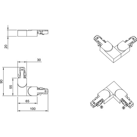 HLW LED Mat Zwarte Spanningsrail Doorverbinder - 2 Fase, Beam Angle Verstelbaar HLW LED Mat Zwarte Spanningsrail Doorverbinder - 2 Fase, Beam Angle Verstelbaar