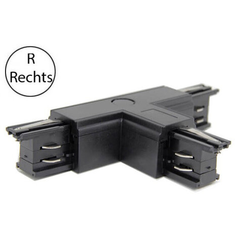 HLW LED Spanningsrail Doorverbinder T Koppeling Rechts - Zwart 3 Fase voor LED lamp & Zwarte Vloerlamp HLW LED Spanningsrail Doorverbinder T Koppeling Rechts - Zwart 3 Fase voor LED lamp & Zwarte Vloerlamp