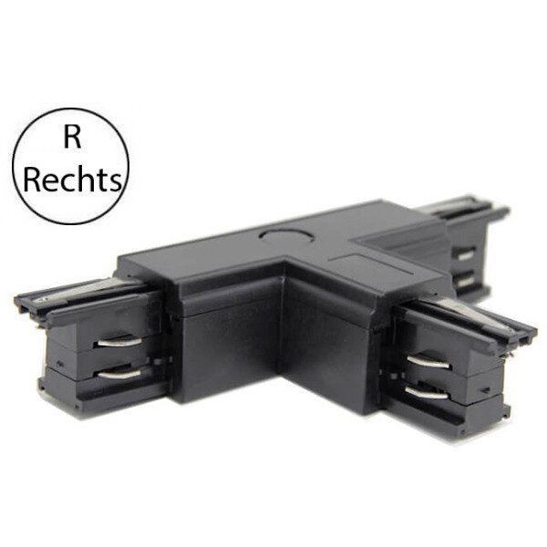 HLW LED Spanningsrail Doorverbinder T Koppeling Rechts - Zwart 3 Fase voor LED lamp & Zwarte Vloerlamp HLW LED Spanningsrail Doorverbinder T Koppeling Rechts - Zwart 3 Fase voor LED lamp & Zwarte Vloerlamp