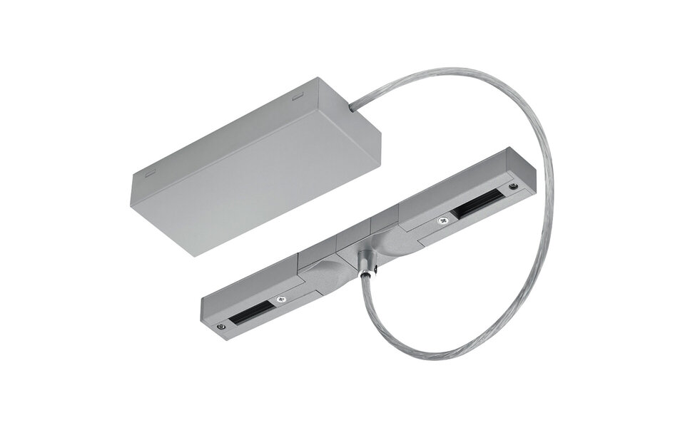 HLW LED Flexibele Spanningsrail Voedingsconnector Mat Titaan - 2 Fase, 600W, Perfect voor LED lamp