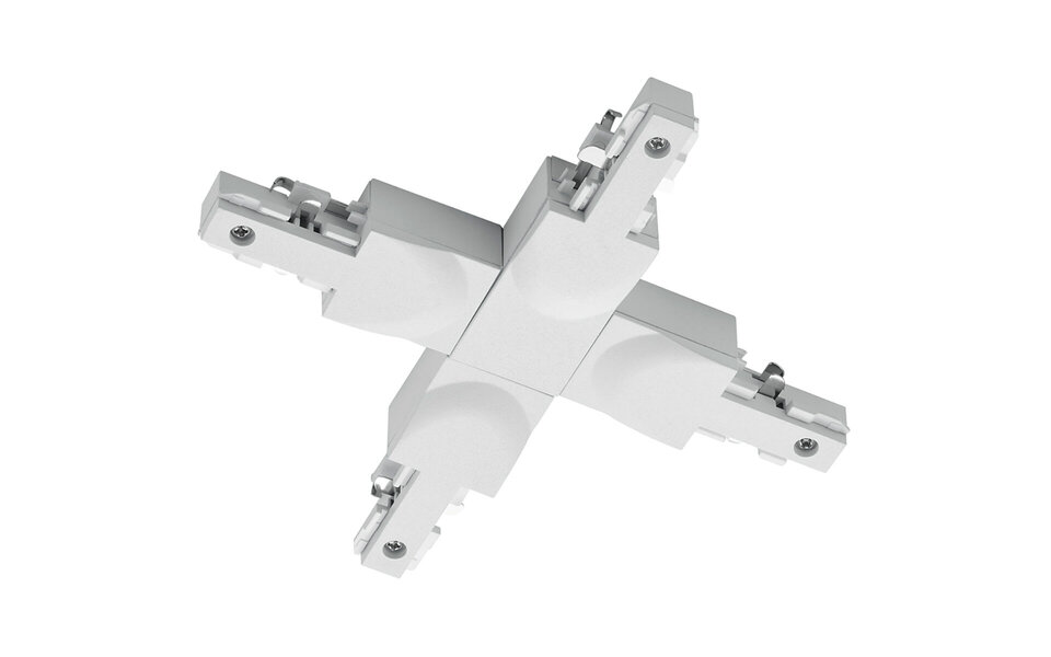 HLW LED Trion Dual X Kruis Connector - Spanningsrail Doorverbinder Mat Wit voor LED lamp & Witte Vloerlamp