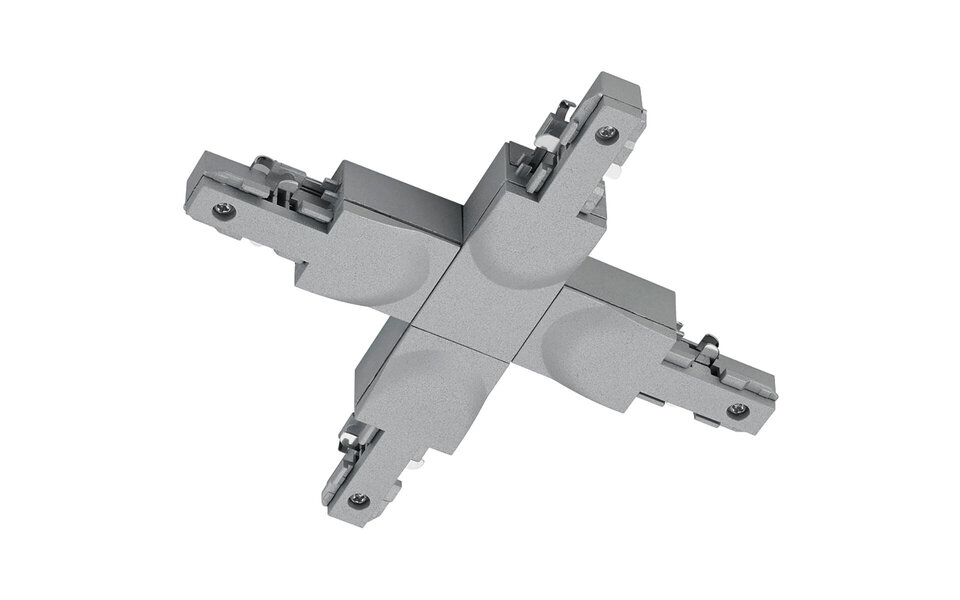 HLW LED Trion Dual Spanningsrail Doorverbinder X Kruis Connector 2-Fase Mat Titaan voor LED lamp HLW LED Trion Dual Spanningsrail Doorverbinder X Kruis Connector 2-Fase Mat Titaan voor LED lamp