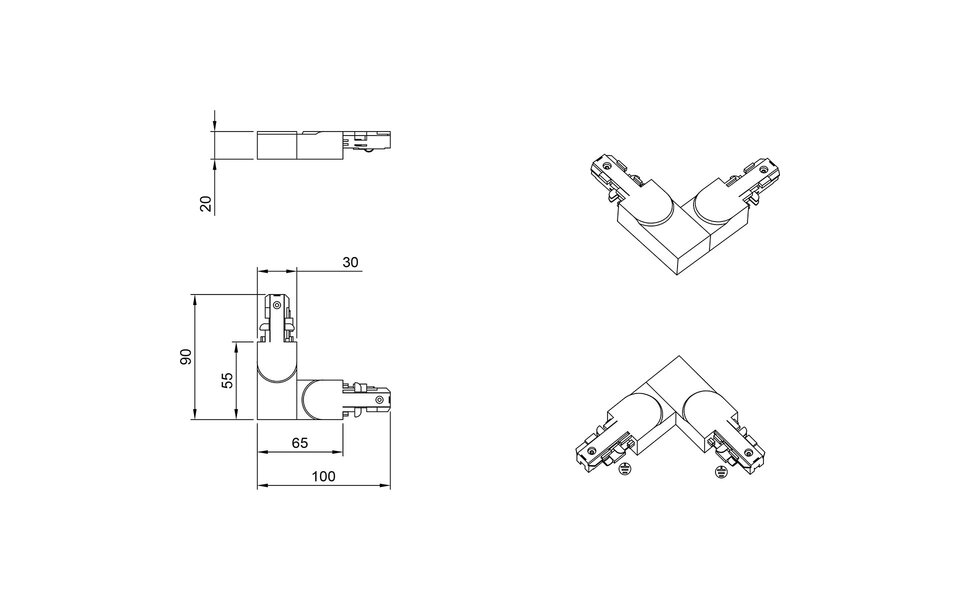 HLW LED Spanningsrail Doorverbinder Mat Titaan - Trion Dual LED Binnen Wandlamp