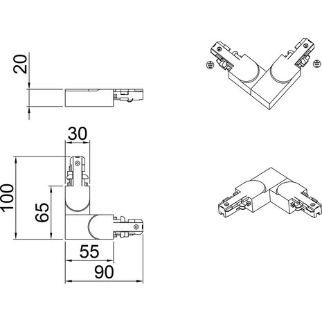 HLW LED Spanningsrail Doorverbinder Mat Zwart - Zwarte Vloerlamp met Beam Angle Verstelbaar