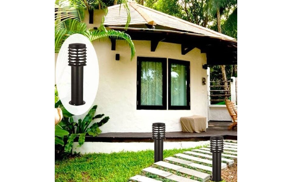 HLW LED LED Vloerlamp Palm 3 - Zwarte Buitenlamp met IP44, RVS en E27 fitting